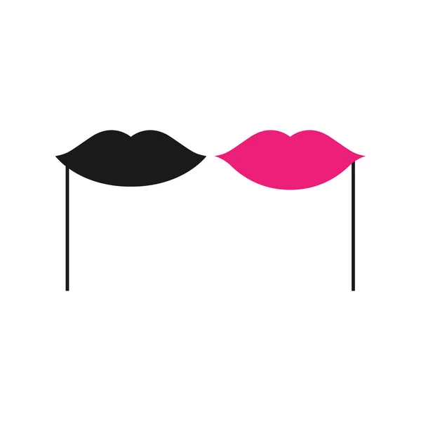 Male Mustache Female Lips Stick Vector Art Illustration — Stock Vector