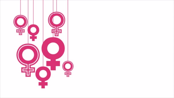 Signos Género Para Día Igualdad Las Mujeres Ilustración Video Arte — Vídeo de stock