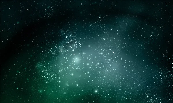 Ночное Звездное Небо Зеленых Тонах Векторная Иллюстрация — стоковый вектор