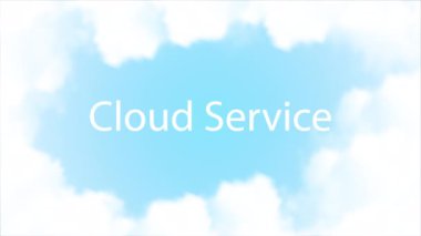 Mavi gökyüzü yumuşak bulutlarla çevrili, sanat videosu çizimi.