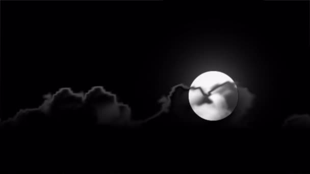 Der Mond Hinter Den Wolken Schwarz Weißen Himmel Kunst Video — Stockvideo