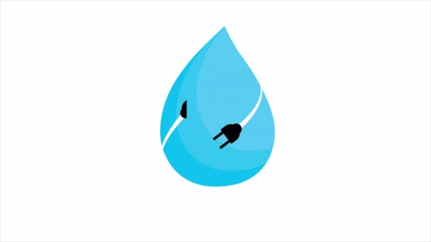 Hydroelektrische Stekkers Waterdruppels Art Video Illustratie — Stockvideo