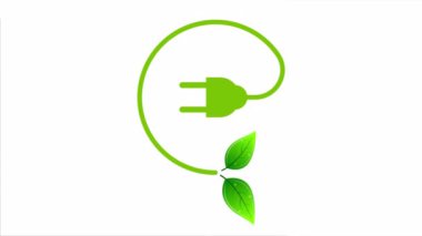 Yeşil enerji kavramı logo ve kabloları terk eder, sanat videosu illüstrasyonu.