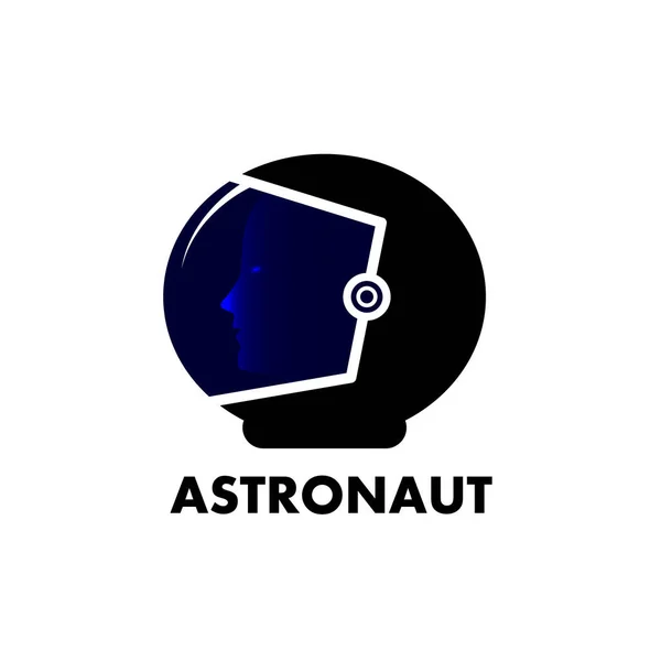 Astronot Miğferinde Insan Yüzü Logosu Vektör Sanat Çizimi — Stok Vektör