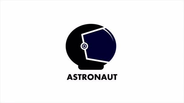 Astronaut Helm Logo Art Video Illustratie — Stockvideo
