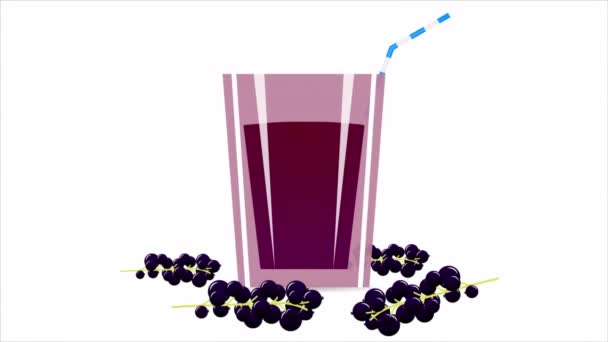 Glass Currant Juice Currants Art Video Illustration — Vídeo de Stock