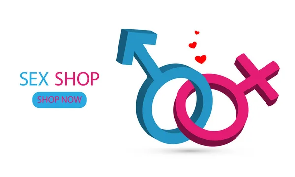 Male Female Genders Sex Shop Vector Art Illustration — Stock Vector