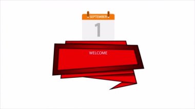 Okul tarihi 1 Eylül takvimi, sanat videosu illüstrasyonu.