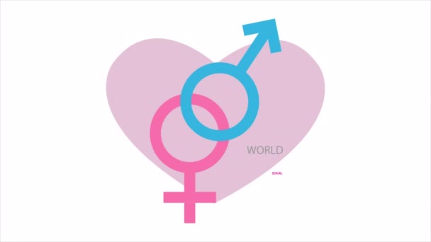 Banner Del Día Mundial Salud Sexual Con Corazón Género Ilustración — Vídeo de stock