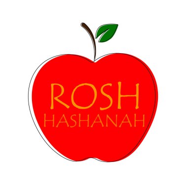 Rosh Hashanah Yeni Yıl Yahudi elma arkaplanı, vektör sanat çizimi.