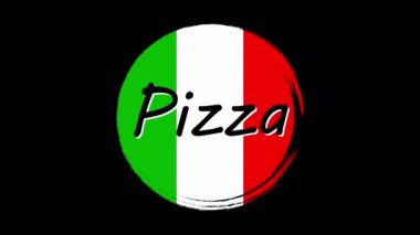 İtalyan pizzası logosu, vektör sanat çizimi.