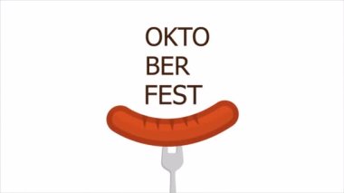 Oktoberfest için çatallı sosis, sanat videosu illüstrasyonu.