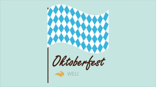 Flagga För Oktoberfest Med Inbjudan Konst Video Illustration — Stockvideo