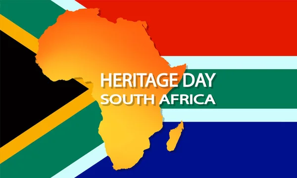 Bandera África Con Continente Africano Para Día Del Patrimonio Sudáfrica — Vector de stock