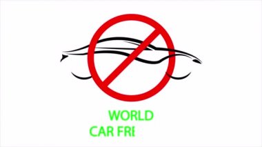 Dünya arabasız günü için yasak tabela, sanat videosu illüstrasyonu.