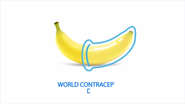 Banana Condom World Contraception Day Art Video Illustration — Stock Video