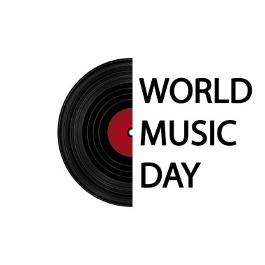 Dünya müzik günü için vinil kayıt, vektör sanat illüstrasyonu.