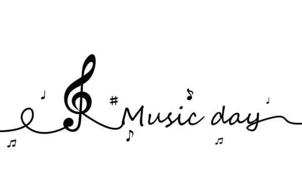Folyamatos Sor Szöveggel Music Day Vektor Művészeti Illusztráció — Stock Vector