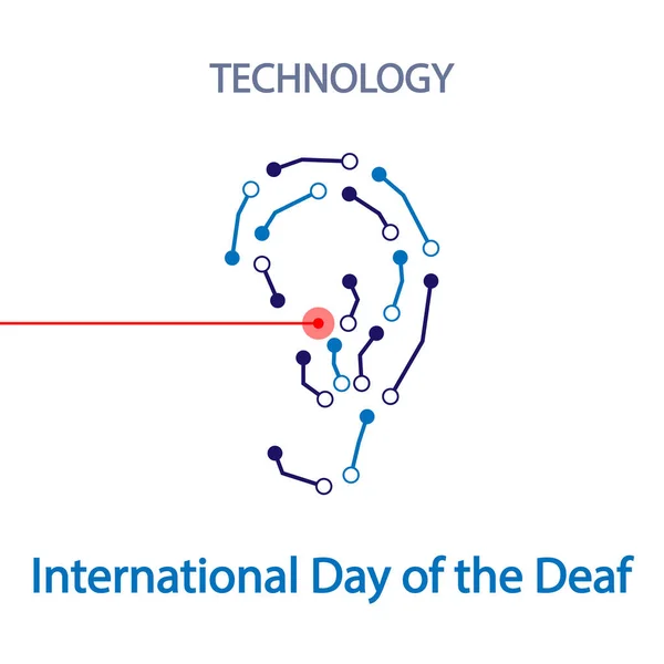 聴覚障害者の国際的な日の技術の耳 ベクトルアートイラスト — ストックベクタ