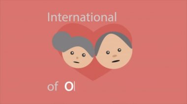 Uluslararası Yaşlılar Günü için büyük anne ve büyük baba, sanat videosu illüstrasyonu.