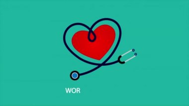 Dünya Kalp Günü için fonendoskop, sanat videosu illüstrasyonu.