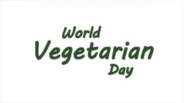 Typography with leaves for world vegetarian day, art video illustration.