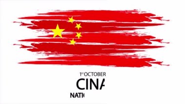 Watercolor flag for the national day of china, art video illustration.
