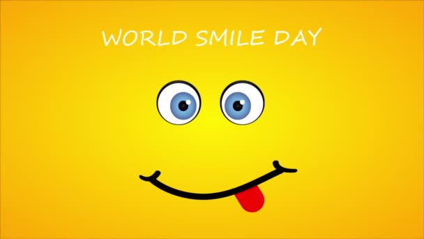 Emoticon Banner Con Lingua Giornata Del Sorriso Mondiale Illustrazione Video — Video Stock