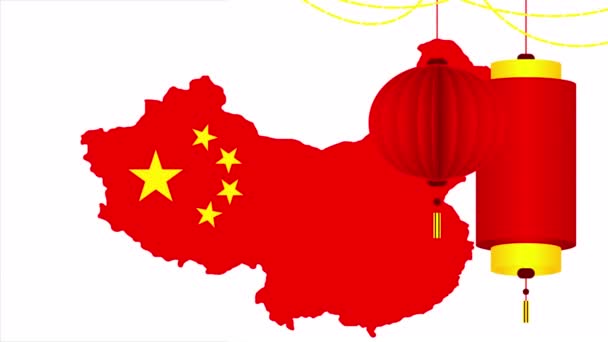 Karte Von China Für Den Nationalen Tag Des Porzellans Kunst — Stockvideo