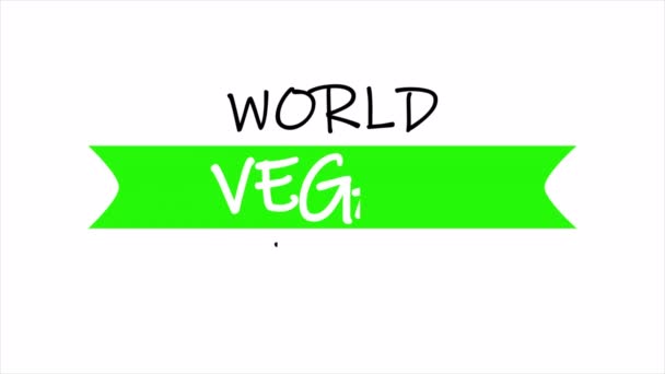 Mundo Vegan Dia Banner Tipografia Arte Vídeo Ilustração — Vídeo de Stock