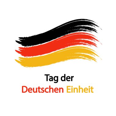Suluboya bayrağı ve metni olan Alman birlik günü afişi, vektör sanat illüstrasyonu.