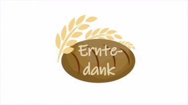 Almanya 'daki hasat festivali için buğday ve ekmek, sanat videosu illüstrasyonu.