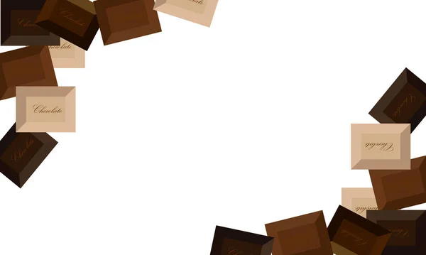 Cadre Morceaux Assortis Barre Chocolat Pour Journée Des Bonbons Illustration — Image vectorielle