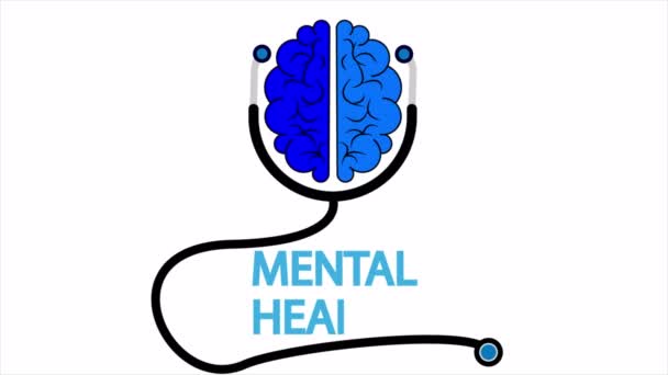 Cerveau Avec Stéthoscope Pour Journée Mondiale Santé Mentale Illustration Vidéo — Video
