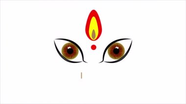 Mutlu Navratri için boyalı yüz, sanat videosu illüstrasyonu.