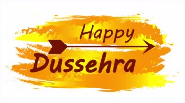 Dussehra Mutlu bayramlar tipografisi, sanat videosu illüstrasyonu.