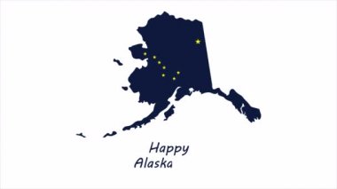 Alaska 'nın mutlu gününün haritası, sanat videosu illüstrasyonu.