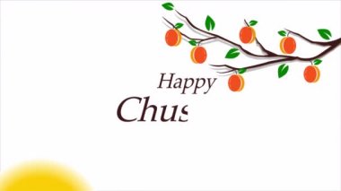 Hurma dalından Chuseok 'a, sanat videosu illüstrasyonu.