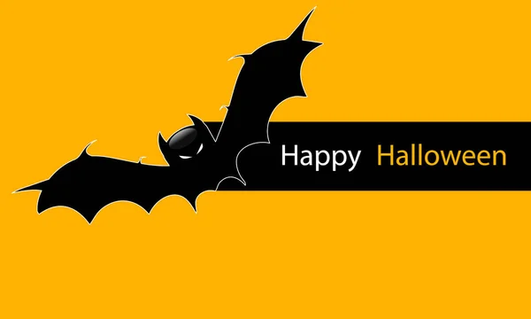 Banner Amarillo Con Silueta Murciélago Para Feliz Halloween Ilustración Arte — Archivo Imágenes Vectoriales