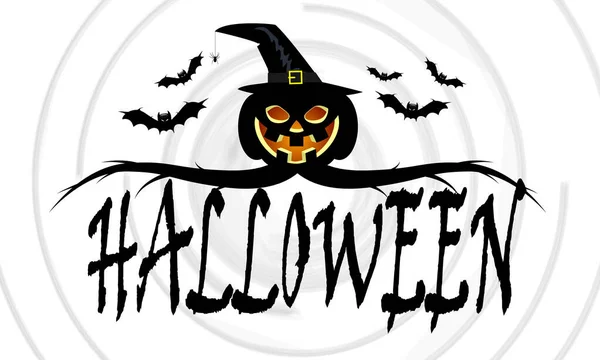 Zucca Halloween Con Tipografia Illustrazione Arte Vettoriale — Vettoriale Stock