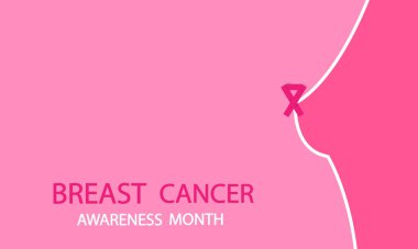 Göğüs kanseri ayı için meme silueti, vektör çizimi.