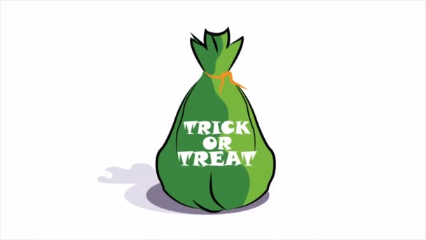 Verde Truco Tratar Bolsa Halloween Ilustración Vídeo Arte — Vídeo de stock