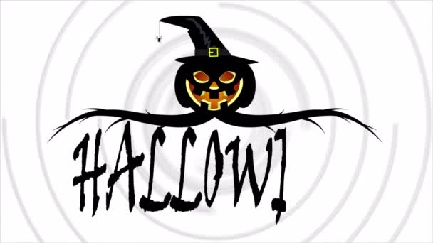 Calabaza Halloween Con Tipografía Ilustración Video Arte — Vídeo de stock