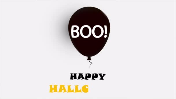 Слово Boo Черном Воздушном Шаре Хэллоуин Художественная Видеоиллюстрация — стоковое видео