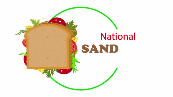 Logotipo Del Día Del Sándwich Nacional Ilustración Video Arte — Vídeo de stock