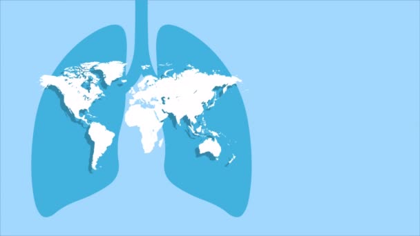 Pulmones Con Mapa Del Mundo Para Día Mundial Neumonía Ilustración — Vídeo de stock