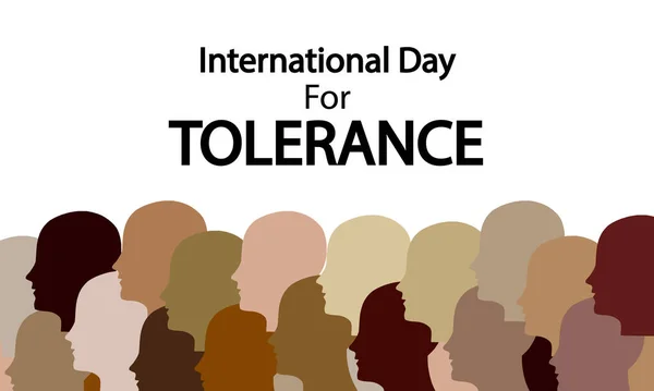 Różne Twarze Międzynarodowy Dzień Tolerancji Ilustracja Sztuki Wektorowej — Wektor stockowy
