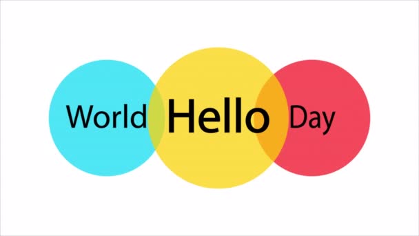 Παγκόσμια Hello Banner Ημέρα Τέχνη Εικονογράφηση Βίντεο — Αρχείο Βίντεο