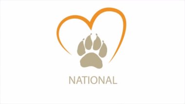 Evcil hayvan günü için pati izi ve kalp, sanat videosu illüstrasyonu.