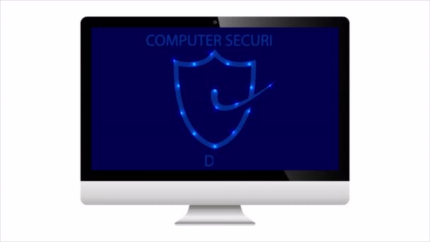 Escudo Monitor Por Día Seguridad Informática Ilustración Vídeo Arte — Vídeo de stock